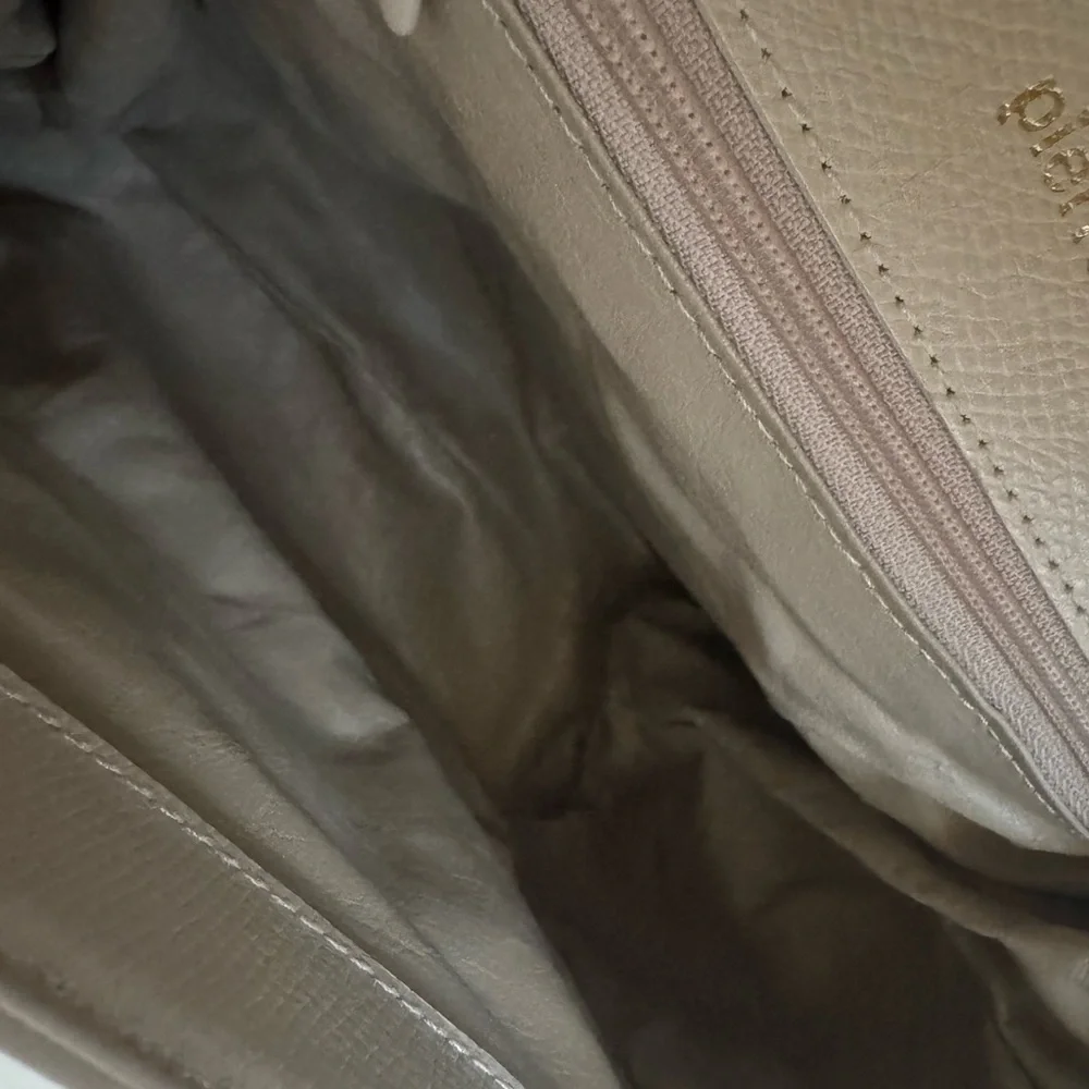 Pierre Cardin Minimalist Preppy Leather Tote Off White Cream 8x10x4 - Picture 15 of 16